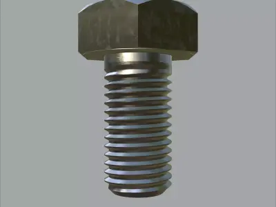 Steel Stained Hex M8 High Precision Bolt with 4K PBR Textures 3D model
