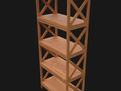 FREE Wooden bookcase Free low-poly 3D model