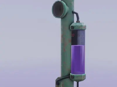 stylized steampunk lamp staff PBR Game ready Low-poly 3D model