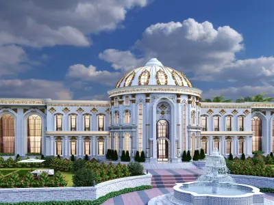 The grand luxurious palace Low-poly 3D model