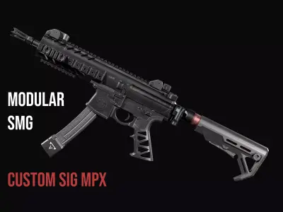Modular custom SMG Sig Sauer MPX Low-poly 3D model