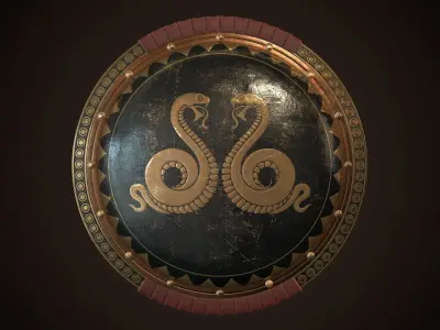 Hoplite Shield Snakes Low-poly 3D model