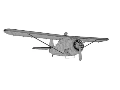 Curtiss Owl - WW2 Plane Low-poly 3D model