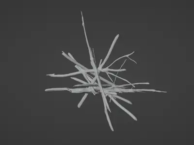 PBR bark ball scatter sticks heap Low-poly 3D model