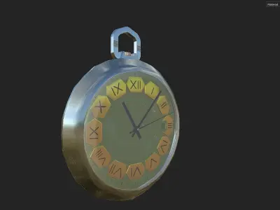 Mechanical pocket watch Raketa Calendar USSR Low-poly 3D model