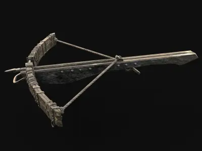 CROSSBOW GENERIC MEDIEVAL WEAPON ORC BALLISTA HUNTER BOLT Low-poly 3D model