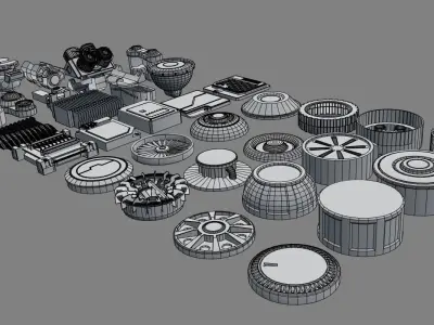 Scifi kitbash kit 3D model