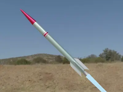 Rocket Low Poly flying in sky Free low-poly 3D model