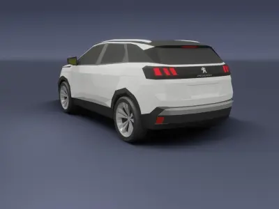 Peugeot 3008 low poly 3D model Low-poly 3D model