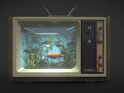 Old TV Aquarium Low-poly 3D model
