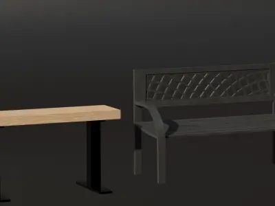 2 Park Benches 3D model