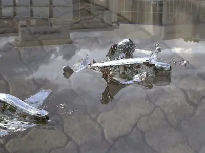 Airplane 3D model crash wrecked 2 models plane graveyard 3D 3D model