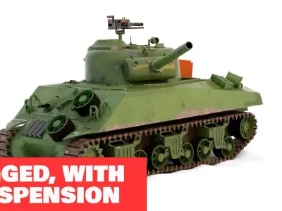 Sherman M4 Gameready Rigged Low-poly 3D model