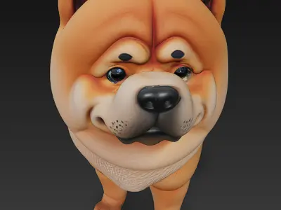 Chow Chow Dog Realistic 3D Model - Low Poly Realistic Low-poly 3D model