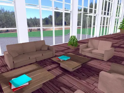 Sofa 3p SHC Quick Office LM Low-poly 3D model