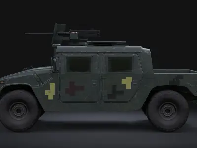 HMMWV military vehicle Low-poly 3D model