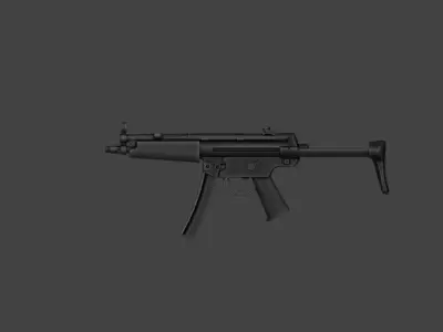 HK Machine Pistole 5 9x19mm Submachine Gun MP5 Low-poly 3D model