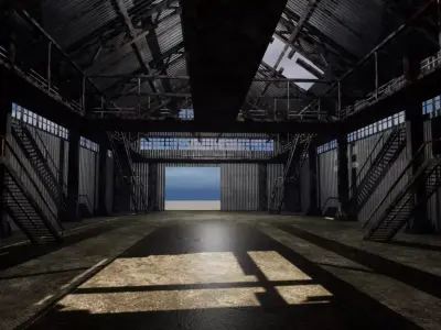 WWIIHangar Low-poly 3D model