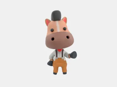 Cute Horse 3D Illustration 3D model