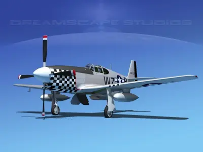 North American P-51B Mustang V13 3D model