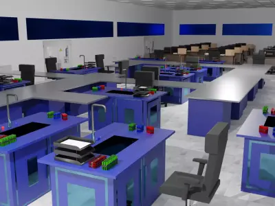 Laboratory Interior Low-poly 3D model 2