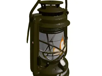 Military Style Camping Lantern Lamp Low-poly 3D model