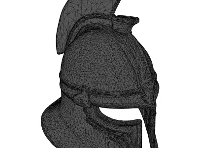 Dented Metal Helmet with Plume 3D model