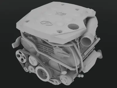 Infiniti G35 VQ35DE engine Low-poly 3D model