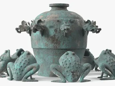 Han Dynasty Ancient Seismograph with Patina 3D model