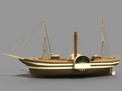 Old Steam Ship 03 3D model