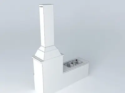 churrasqueiraedson outdoor kitchen with brick fireplace Free 3D model