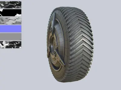 Scifi wheel Low-poly 3D model