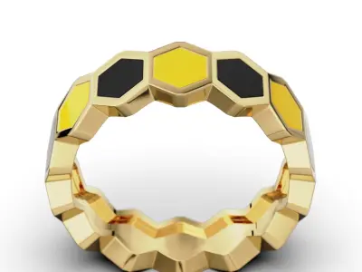  enamel honeycomb ring 3D print model