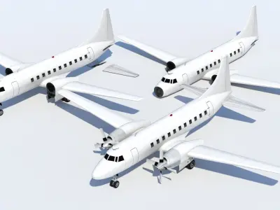 Convair 580 Propliner Low Poly Static Boneyard Model Low-poly 3D model