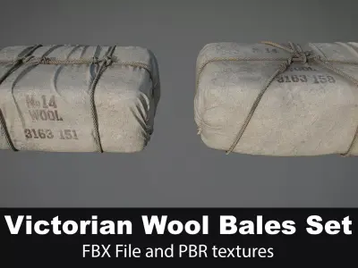Victorian Wool Bales Packs Set 3D model