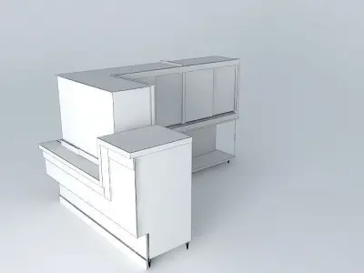 Kit food counter with glass shelves Free 3D model