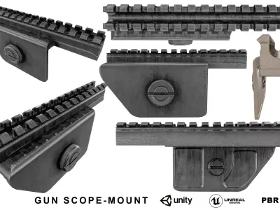 Rifle Scope Mount 3 Colors Low-poly 3D model