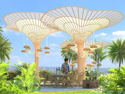 Pavillon shade jellyfish Low-poly 3D model Low-poly 3D model