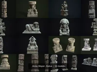 Aztec Mayan Statue 3D Model Collection
