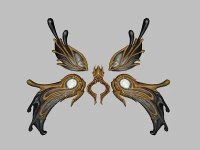 Golden Black Wing Low-poly 3D model