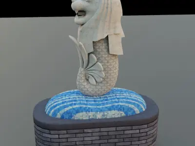 Merlion  LIONFISH Singapore Low-poly 3D model