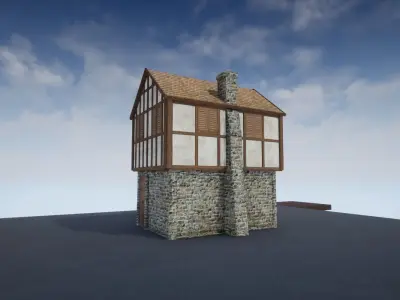 Medieval House 01B Game Ready Low-poly 3D model