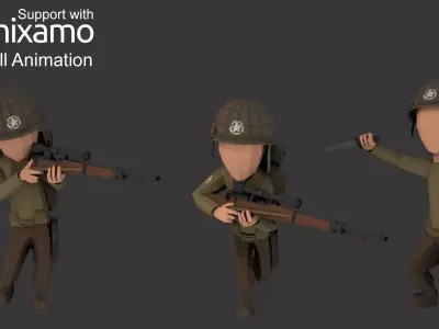 WW2 US Rifleman Low-poly 3D model
