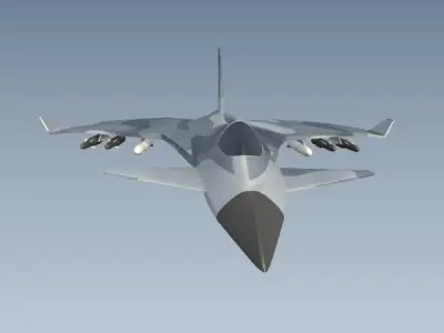 Jetfighter aircraft concept Low-poly 3D model