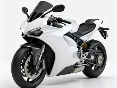 Modern Sport Bike White Motorcycle 3d model Low-poly 3D model