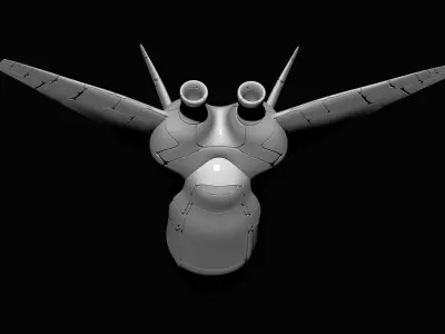 Spaceship with two wings 3D model
