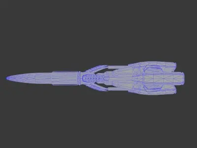 Thunderbird orange missile flying in sky Low-poly 3D model