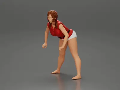 Beautiful girl riding standing up on a speeding jetski 3D print model