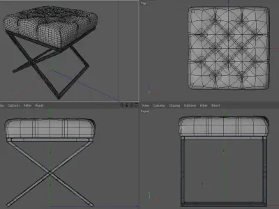 elegant quilted pouf Free 3D model