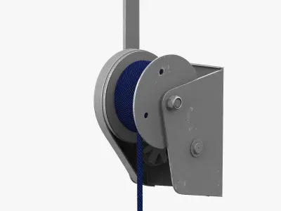 Manual Winch Crank With Cord 3D model